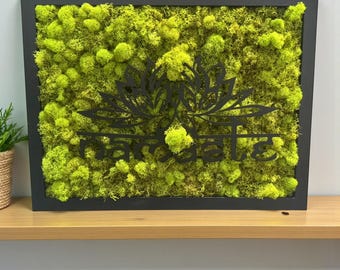 Namaste Moss Wall Art – Yoga Studio Decor & Mindfulness Gift | Zen Meditation Wall Sign | Eco Natural Home Accent