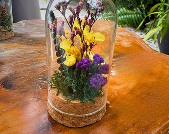 Floral Dome — Colorful Preserved Flower Cloche, Bright Positive Home Decor