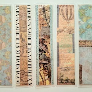 Le tour du monde | Ensemble de signets plastifiés faits main pour scrapbooking