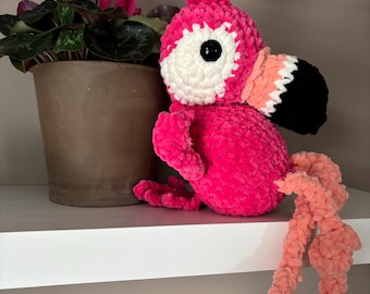 Crochet Flamingo Plushie, Handmade Gift