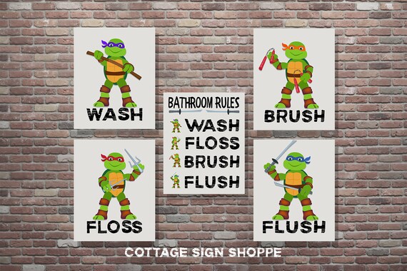 Ninja Turtles Bathroom Rulesninja Turtles Bathroomdigital Etsy