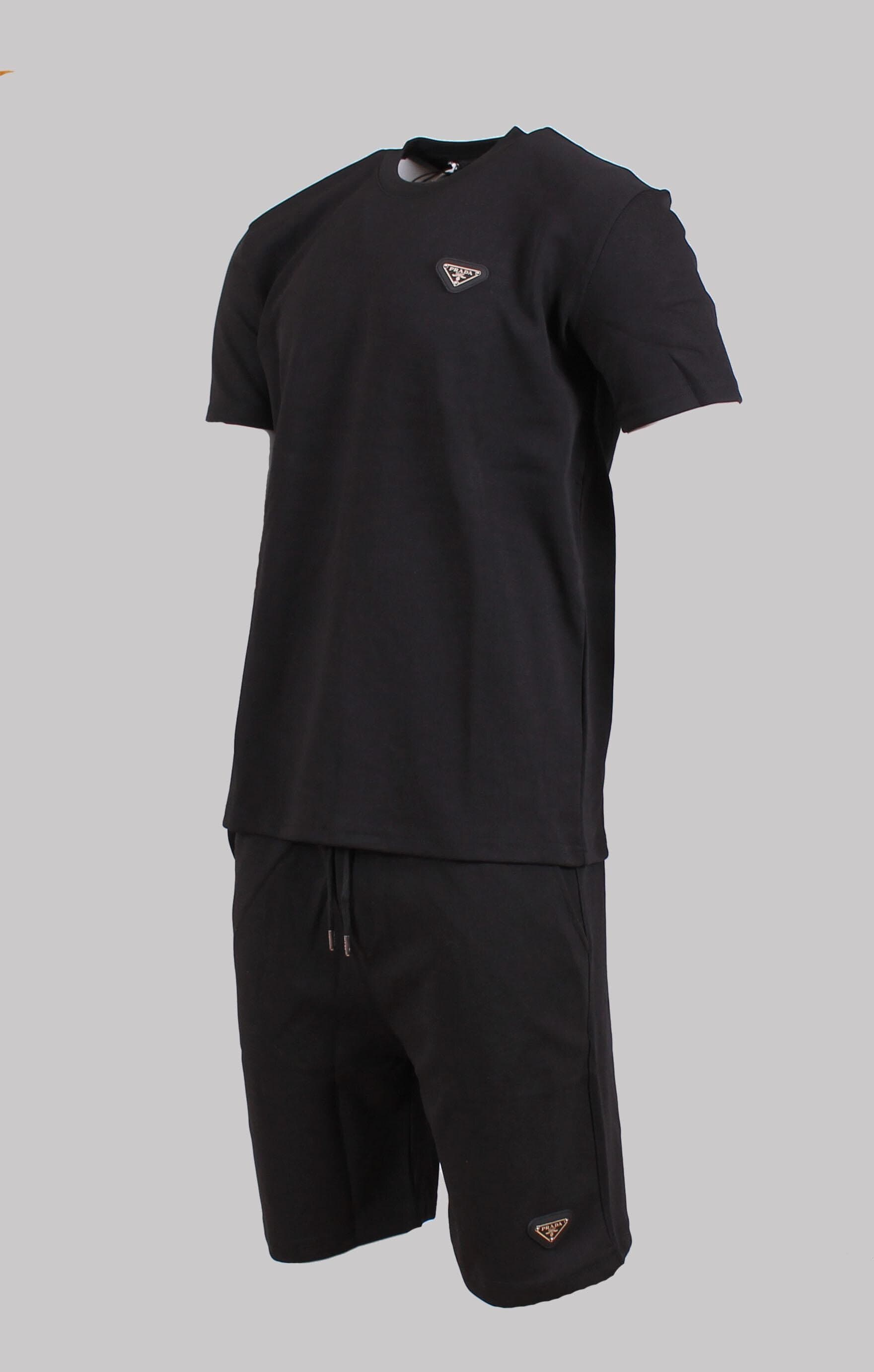 Vintage Prada Men Sport Set Cotton T-shirt + Shorts With Metal
