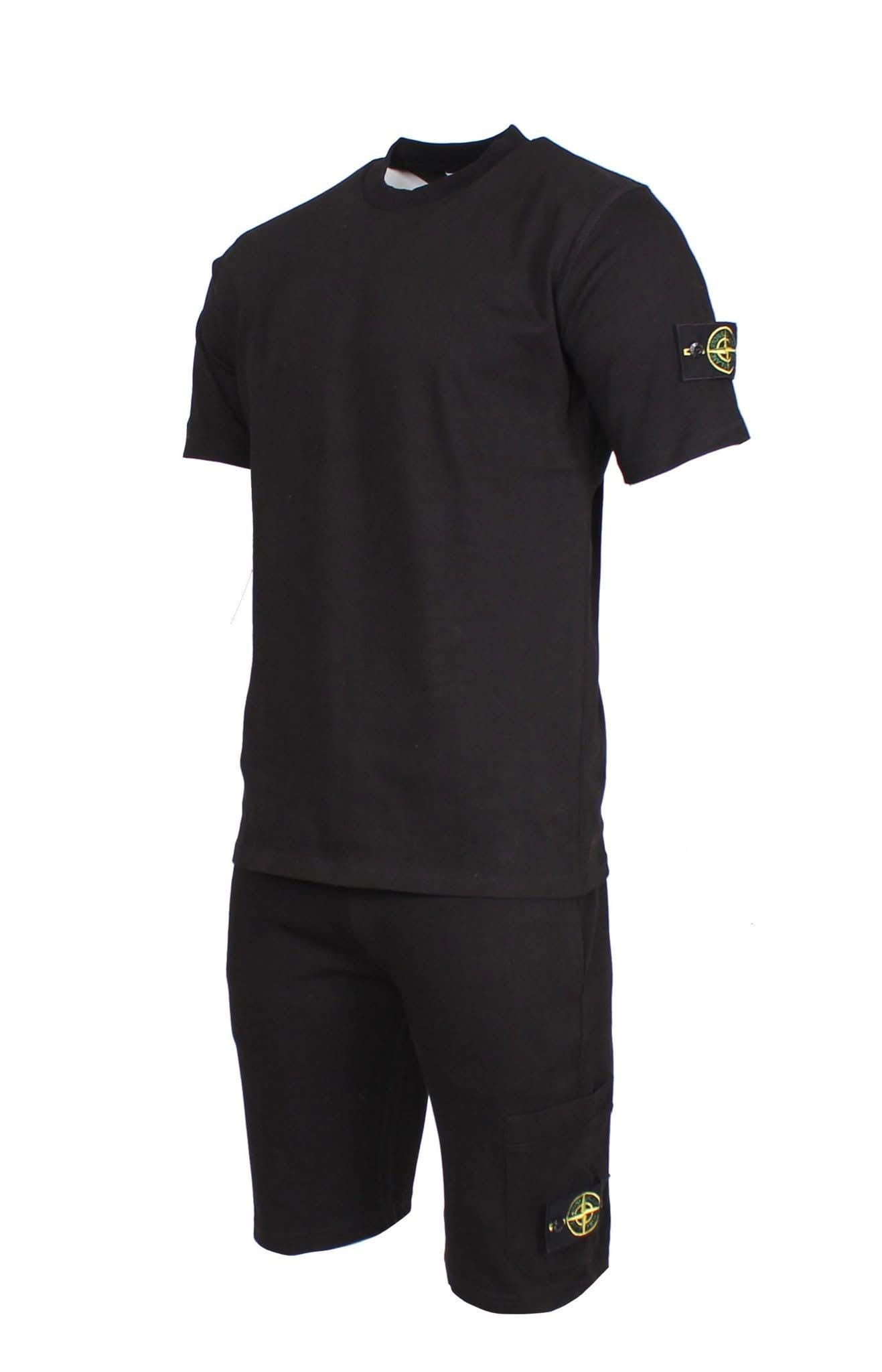 Vintage Stone Island Men Sport Set Cotton T-shirt + Shorts With 