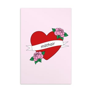 Carte postale mère (màthair est mère en gaélique écossais (Gàidhlig)) fond rose
