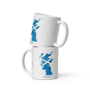 Taza en gaélico escocés con mapa pintado a mano de Escocia/Alba
