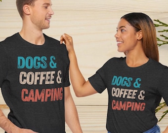 Maglietta da campeggio per papà Cani Caffè Maglietta da campeggio per camper Regalo per le vacanze Maglietta da campeggio per papà Maglietta da viaggio Viaggio su strada Regalo per camper Maglietta da campeggio per camper Maglietta da escursionismo