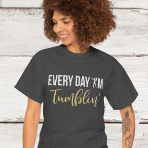 Gymnastics Life Kids Heavy Cotton Tee Every Day I&#39;m Tumblin&#39; Design for Girls Who Love Their Gymnastics Youth Dancer Gift