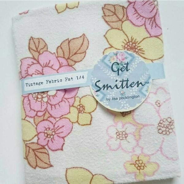 Bold Retro Pink & Yellow Floral Cosy Brushed Cotton Vintage Fabric Fat Quarter