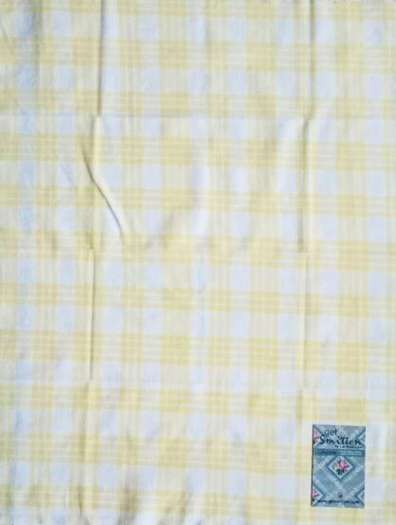 Sunshine Yellow Gingham Check Geometric Grid Cotton English Vintage Sheeting Fabric Fat Quarter image 3