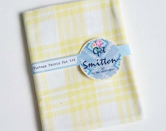 Sunshine Yellow Gingham Check Geometric Grid Cotton English Vintage Sheeting Fabric Fat Quarter