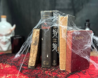 Vintage Spooky Gothic Book Stack - Goth Home Styling - Instant Mini Library - Decorative Books - Photo Styling Prop - Samhain Witch Altar