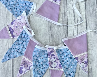 Vintage Floral Sheeting Bunting | Cottagecore Party Decor | English Garden Summer Fete Bunting | Wedding Venue Vintage Decor | 3m Handmade
