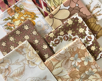 Autumn Colours Vintage Fabric - Vintage Fat Quarter Bundle - Vintage Fabric Bundle - Autumn Fall Fabric Collection - Retro Floral Fabric