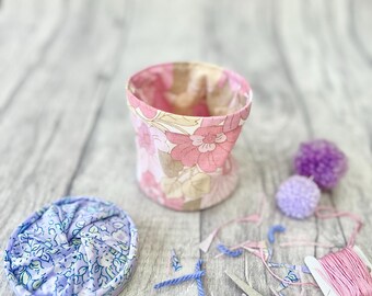 Collapsible thread catcher for crafting on the go. KIT in vintage florals with full instructions and materials to make it yourself