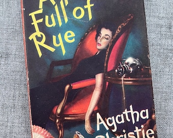 Vintage Agatha Christie Hardback Book with Artwork Dust Jacket A Pocket Full Of Rye 1954 Book Club 1st Edition