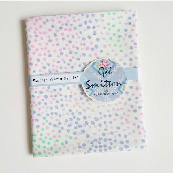 Colourful, Impressionist, Dotty Spotty Purple, Green, Pink and Mauve 1980s Vintage English Fabric Fat Quarter