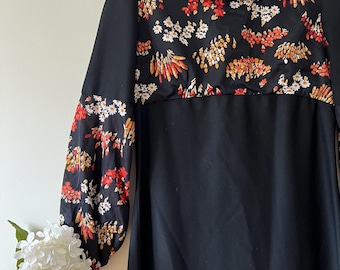 Vintage 1970s Empire A Line Dress in Autumn Colours