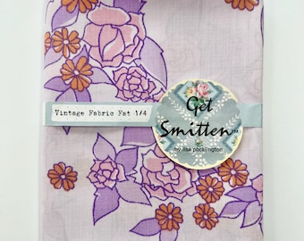 Purple Pink and Orange Retro Floral English Vintage Fabric Sheeting Fat Quarter