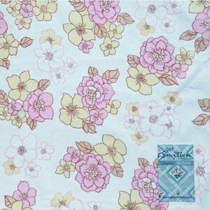 Bold Retro Pink & Yellow Floral Cosy Brushed Cotton Vintage Fabric Fat Quarter image 3