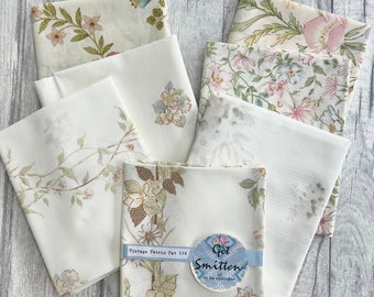 Vintage Fabric Gift Set-Gift Idea-Country Diary Edwardian Lady-Vintage Fabric-Fat Quarter Bundle-Vintage Sheets-Nature Lover-Garden Flowers