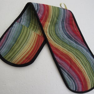 Double Oven Gloves - Rainbow - Cotton Tapestry Fabric - Pretty and Useful - Double Oven Mitts