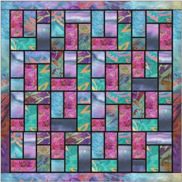 Stained Glass Batik Quilt Pattern Digital