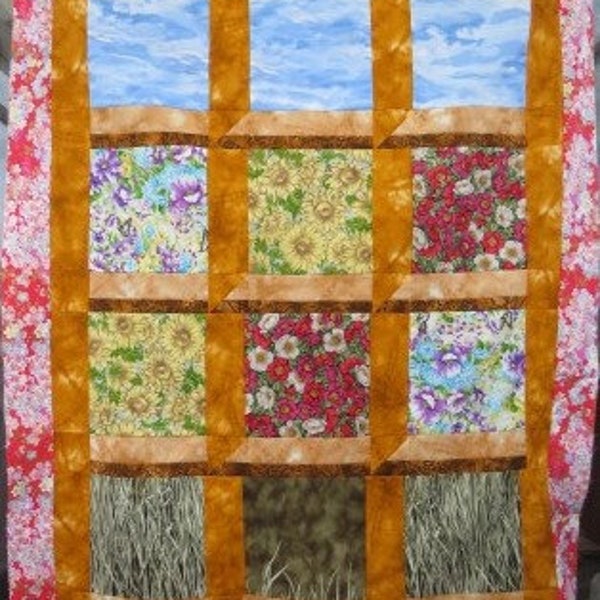 Attic Windows Quilt Pattern Digital - Easy to Make - Choose Your Own View  From the Attic Window Through Fabric Selection