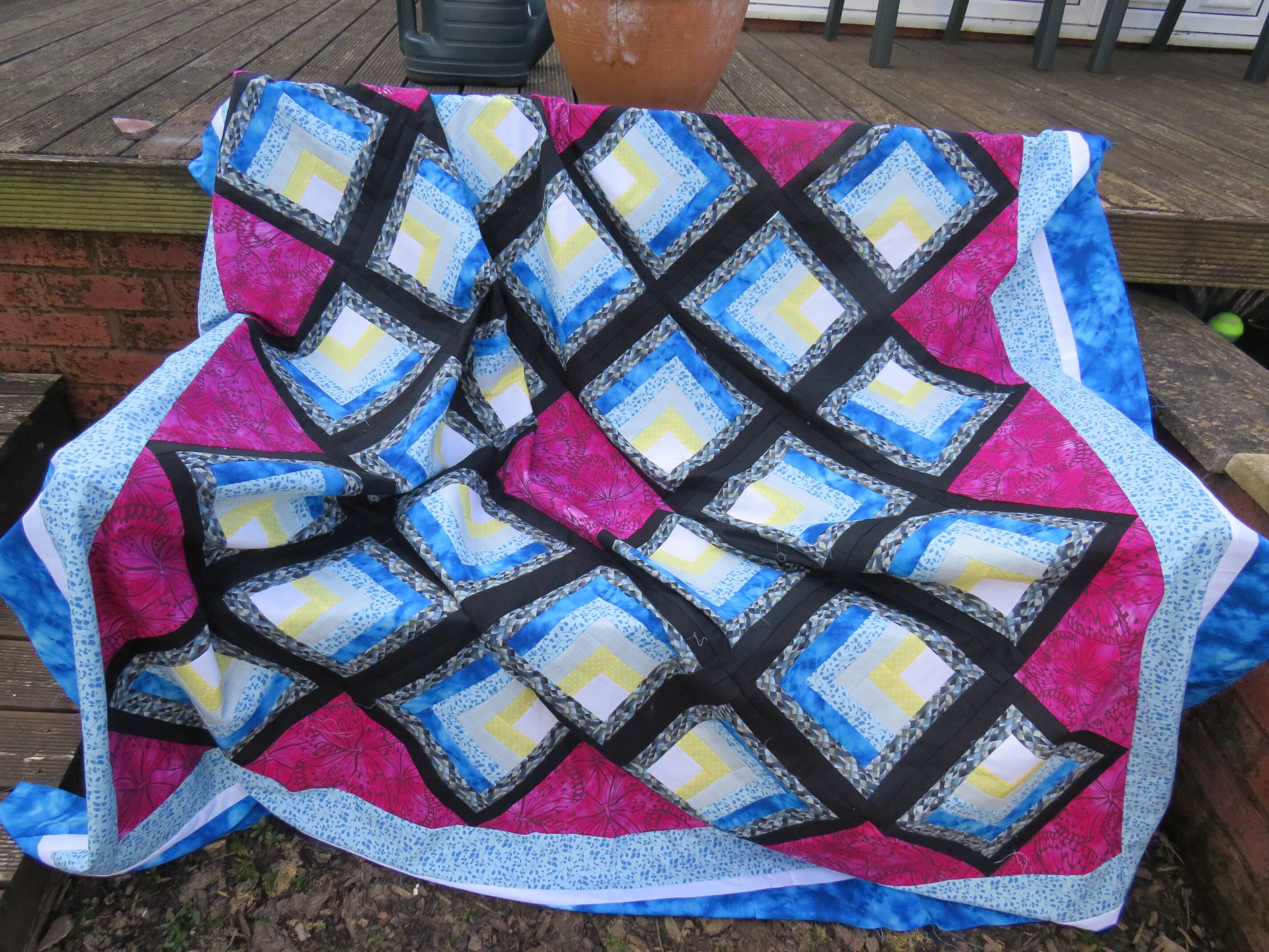 Log Cabin Tunnels on Point Quilt Pattern Digital 70 Etsy Canada