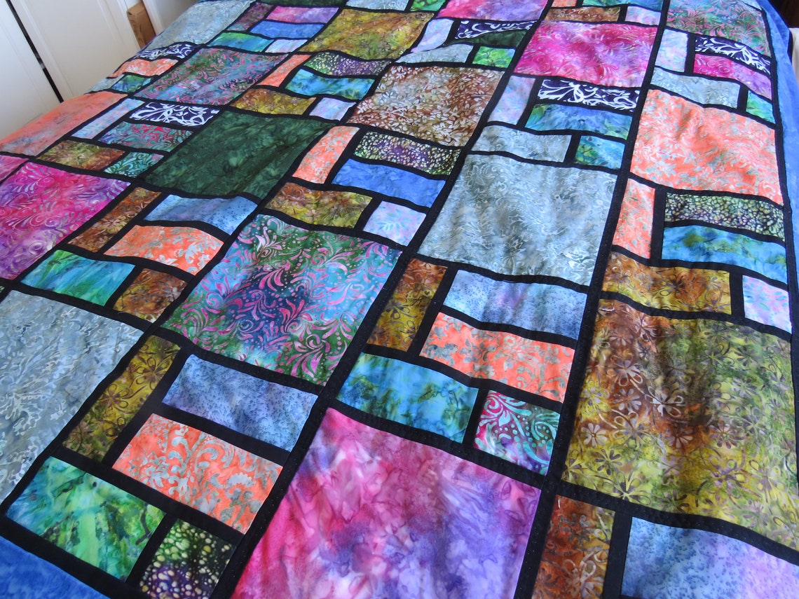 Stained Glass Batik Large Quilt Pattern Digital Easier Etsy
