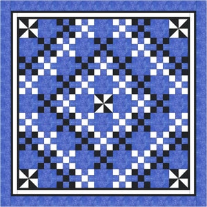 Nine Patch Pinwheel Quilt Kit Choose Red or Blue All the Fabrics Needed ...