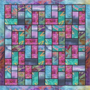 Batik Stained Glass Patchwork Quilt Kit - All the Batik Fabrics Needed to Make This Delightful Quilt - Printed Pattern Included