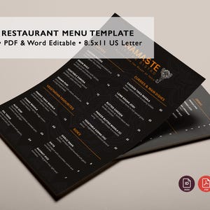 Plantilla Menú Restaurante Indio – Archivo Editable InDesign, Formato US Letter, Menú Modular y Listo para Imprimir