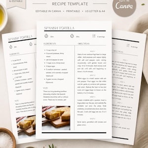 de carte de recette de tortilla espagnole | Impression sur toile modifiable (lettre américaine A4)