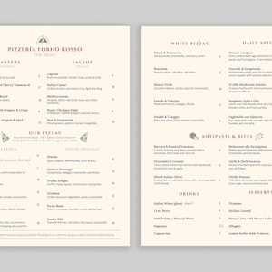 Plantilla de Menú para Pizzería | Menú Italiano Editable en InDesign | Formato Legal Imprimible | Diseño Profesional y Modular