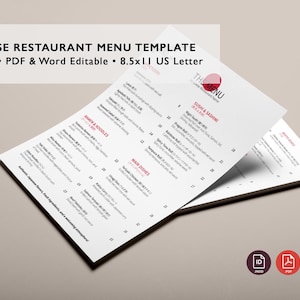Plantilla Modular de Menú de Restaurante Italiano en InDesign - Diseño Minimalista y Elegante, Editable y Listo para Imprimir