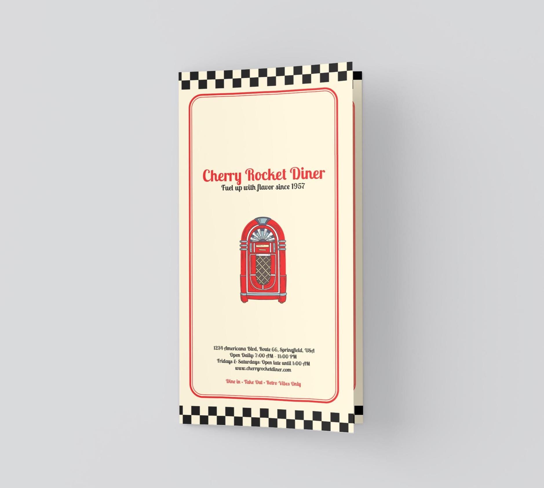 Retro Diner Menu Template | 17x11 Trifold | Editable Indesign +