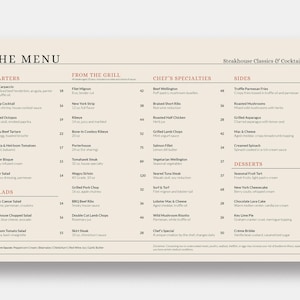 Plantilla de Menú para Trattoria Italiana | InDesign Editable | Diseño Elegante