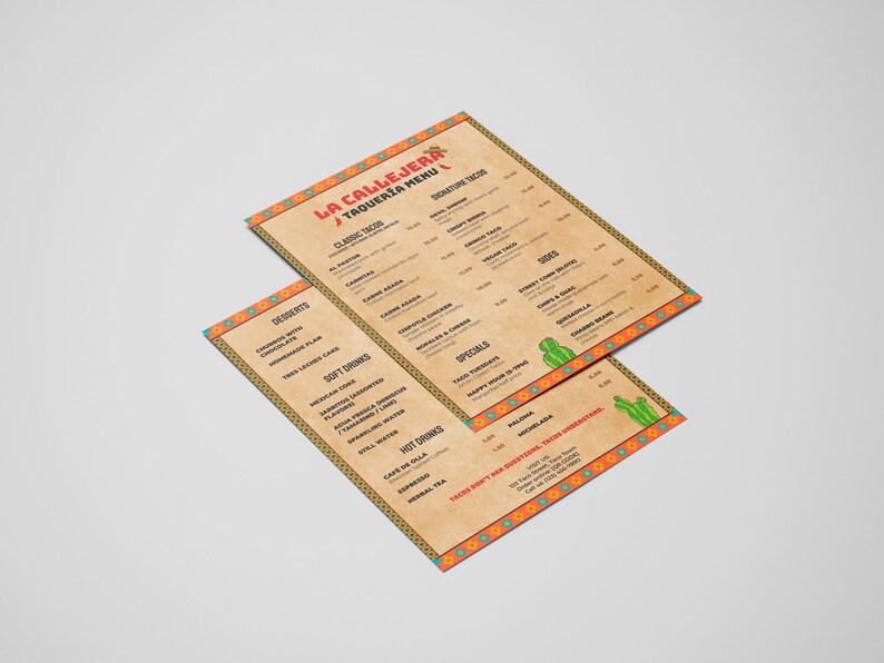 Aztec Taqueria Menu Template – Editable Indesign, PDF & Word - Etsy