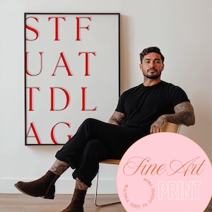 Red STFUATTDLAGG  | Drop-Shipped Fine Art Poster | Bookish Sexy Pop Art Print, Wall Decor, Provocative Quote,  Typographic Artwork