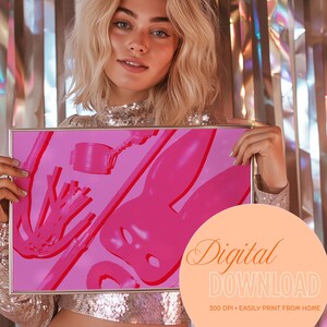 Rosarot | Digitaler Download | Sexy Schlafzimmer Dekor, süße Pop Art Print, lustige Wanddekoration, BDSM Kunst