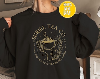 Suriel Tea Co Sweatshirt, Acotar Sweatshirt, Gift For Book Lover Sweat, Bookish, A Court Of Thorns And Roses, Retro Bookish Hoodie -TC011