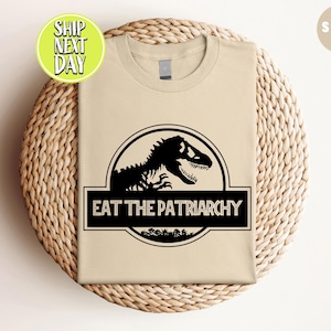 Eat Patriarchy T-Shirt, Feminism Tee, Dinosaur Feminist Shirt, Women&#39;s Rights, Feminist Dinosaur Movie Vintage T-shirt, Girl Power Tee-TC013