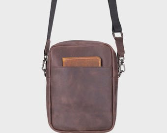 Leather Sling Bag, Small Crossbody Phone Purse, Minimalist Handmade Everyday Accessory, Brown Style, Gift