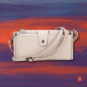 Monedero y bolso para teléfono, bandolera de cuero con cremallera, billetera para mujer IP16 con bolsillo exterior,clutch para dos teléfonos