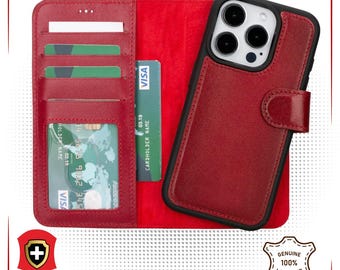 iPhone 16 Pro Max Leather Wallet Case: Magnetic Detachable Cover, RFID Blocking