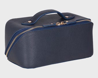 Ella Leder Schminktasche | Unisex Reise Kulturbeutel | Kosmetiktasche mit Reißverschluss | Handgefertigter Echtleder Dopp Kit