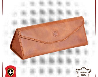 Handcrafted Leather Glasses Case: Magnetic Closure, Scratch-Free Lining, Mother's Day Gift