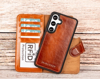 Samsung Galaxy S24 Series Abnehmbare Echtleder Wallet Hülle – Magic Premium 2-in-1 Schutz & Stil für dein Gerät, Ultra, Plus, Fe