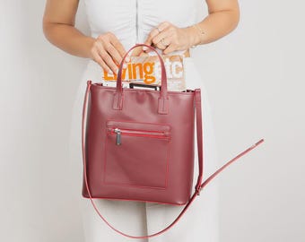 Echtleder Einkaufstasche, Minimalistische Arbeitsumhängetasche, Muttertagsgeschenk