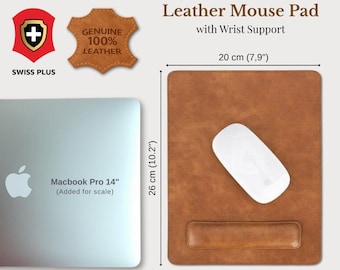 Personalized Leather Mouse Pad with Wrist Rest – Laser Engraved, Ergonomic, Mother's Day Gift